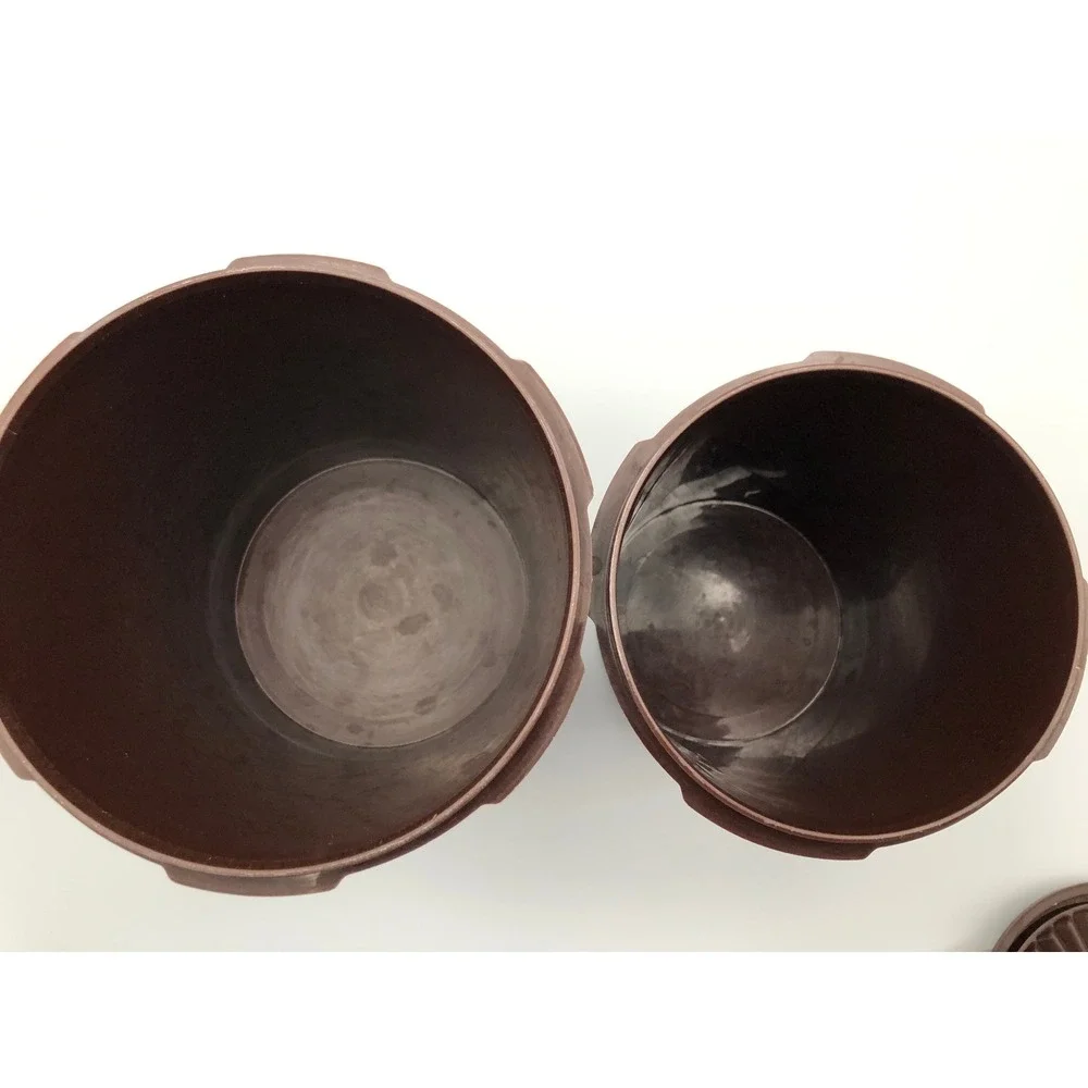 VTG 70s Tupperware Servalier Brown Cansiters TEA MUSHROOM Indie Kitchen Retro